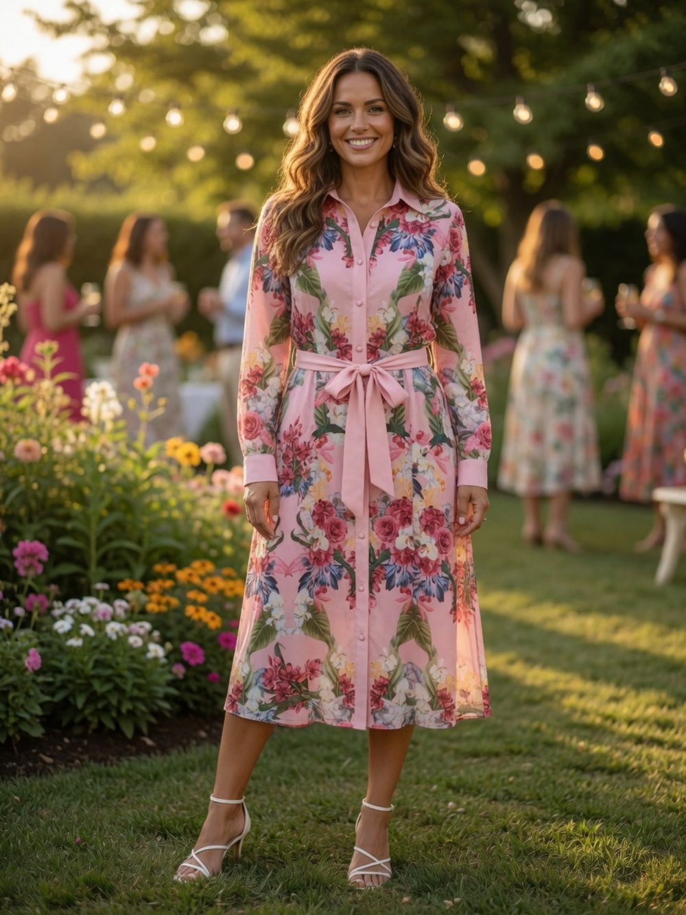 ✨ Tahari Pink Floral Button-Front Shirt Dress - Size XS ✨Stunning Wedding